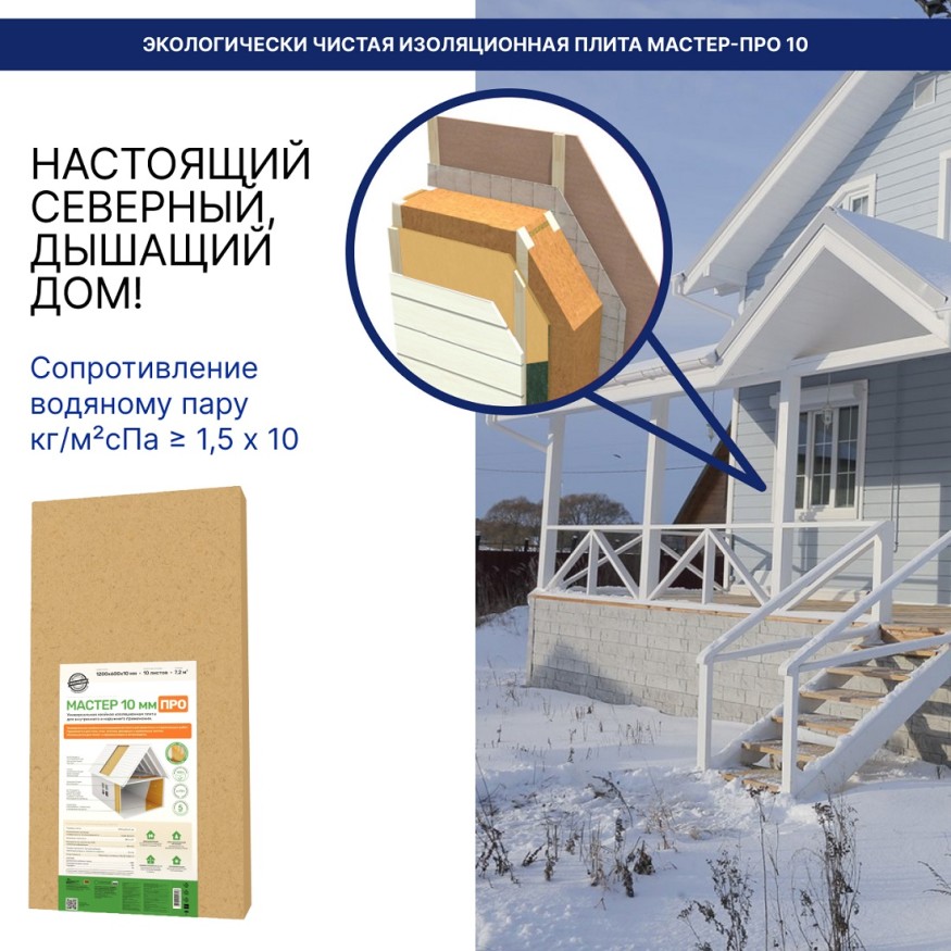 Изоляция хвойная Мастер 10 мм ПРО 1200х600х10 мм (7,2 м²) купить в Перми