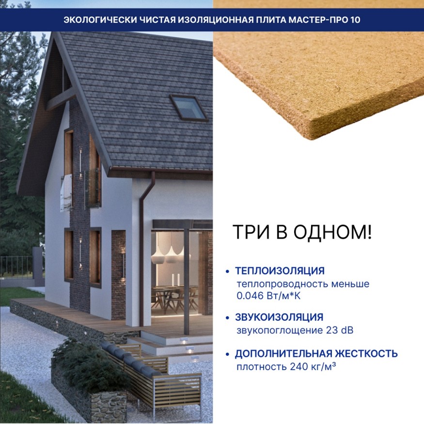 Изоляция хвойная Мастер 10 мм ПРО 1200х600х10 мм (7,2 м²) купить в Перми