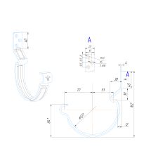 Крюк короткий усиленный модернизированный с комплектом крепления Aquasystem, PU MATT, RAL 7024 Тёмно-серый 150/100